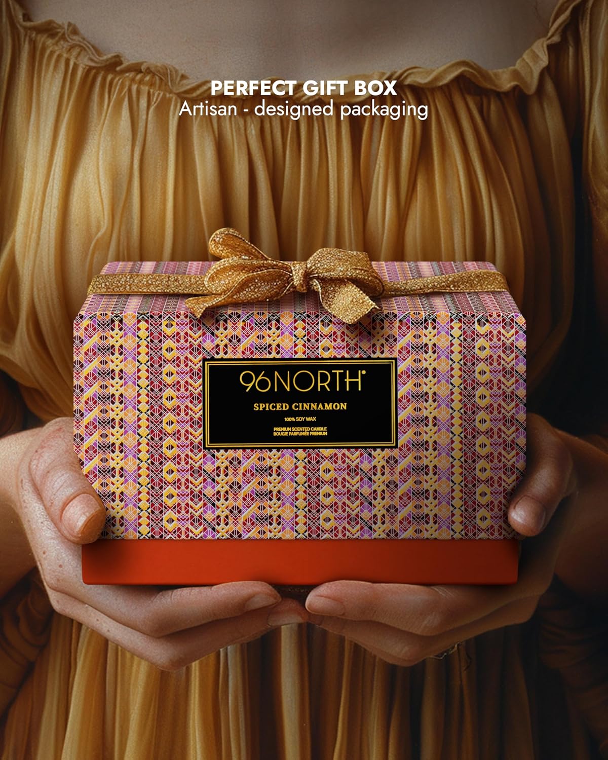 96NORTH Luxury Spiced Cinnamon Candle | Large 3 Wick Jar Candle | Up to 50 Hours Burning Time | 100% Natural Soy Wax | Relaxing Aromatherapy Aesthetic Candles | Housewarming Gift for Men and Women