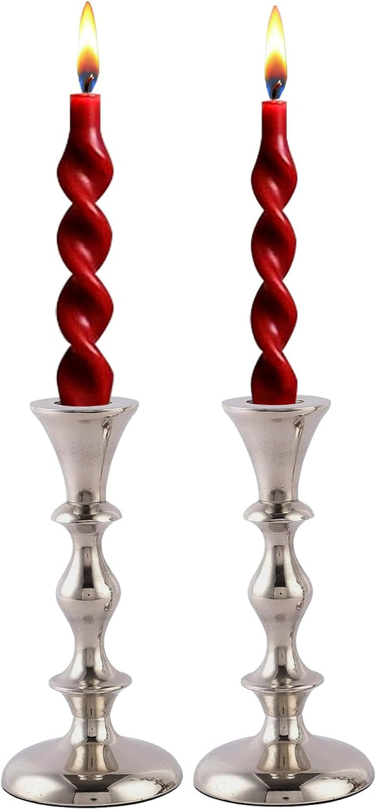Rely+ Silver Candle Holders Set of 2 Decorative Centerpiece Table Candlesticks Holders for Taper Candles Home Decor Easter Candle Holders for Dinner Party Wedding Decorations