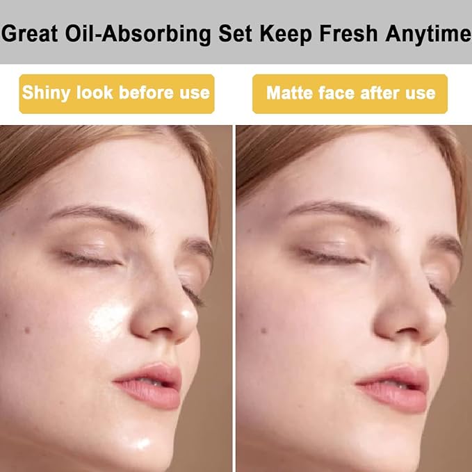 103 PCS Volcanic Roller Oily Skin Oil Control On The Go Volcanic Face Roller Oil Absorbing Volcanic Roller with Oil Blotting Sheet Paper for Oily Skin Care Oil Control Film Tissues (Type2)