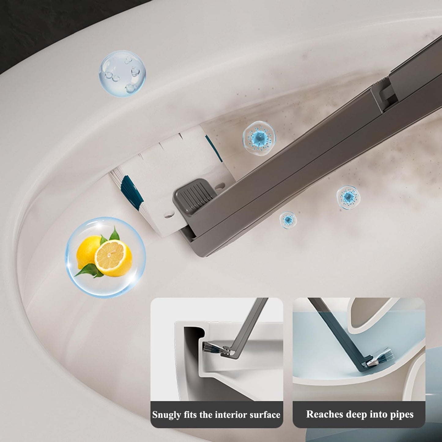 Disposable Toilet Brush with Replaceable Heads, Wall-Mounted Holder, Hygienic Bathroom Cleaning Tool (Dark Grey Toilet Brush + 36 Refills)