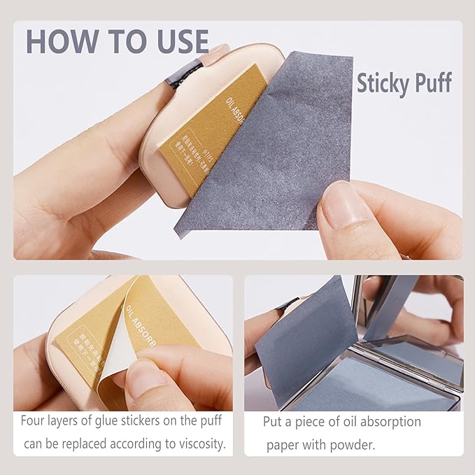 Natural Bamboo Charcoal Facial Oil Blotting Paper,100pcs Oil Blotting Sheets with Portable Mirror & Makeup Puff for Oily Face Skin,Oil Control Film Easy Take Out Handy Friendly Oil Absorbing Tissues