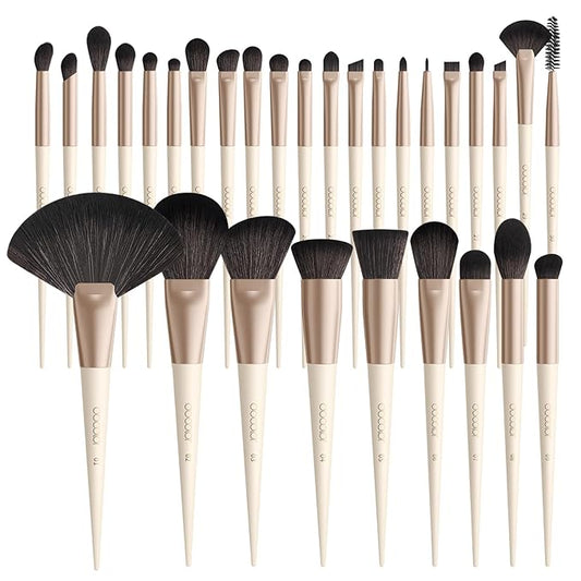 docolor Makeup Brushes Professional 30Pcs Make up Brushes Set Premium Synthetic Kabuki Foundation Blending Brush Face Powder Blush Concealers Eye Shadows Beige