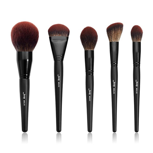 Jessup Large Face Makeup Brushes 5pcs, Premium Synthetic Foundation Powder Contour Blusher Highlighter Brush, Phantom Black T273