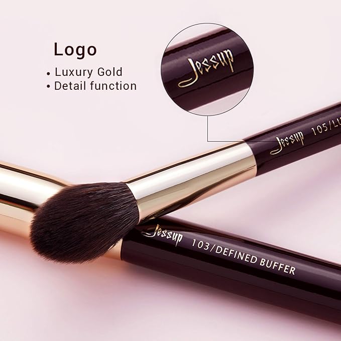 Jessup Makeup Brushes Set Professional, 25PCS Premium Natural Powder Foundation Eyeshadow Blending Concealer Blusher Highlight Labeled Brushes, T280