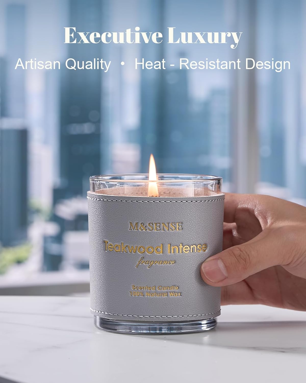 M&SENSE Mint Lavender Scented Soy Candles - Vegan, Heavy Scented, No Toxin Relaxing Candles for Stress Relief, 10oz 42-Hour Burn Time, Housewarming Gift for Women Man