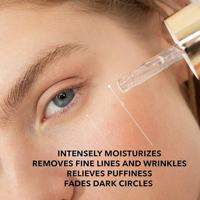 Marie d'Argan Eye Contour Serum for dark circles and puffiness, with Hyaluronic Acid, Ginseng and Hibiscus Anti-wrinkle, Repairs Bags under eyes, iluminates skin, firming effect, 15 ml,