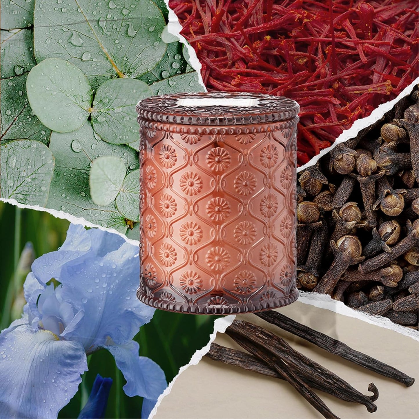 LA JOLIE MUSE Hearth & Velvet Flames Candle - Saffron, Clove, Vanilla | 6 oz Natural Soy Wax | 40 Hours Clean Burn | Elegant Home Décor | Gift-Ready for Hosts & Gatherings