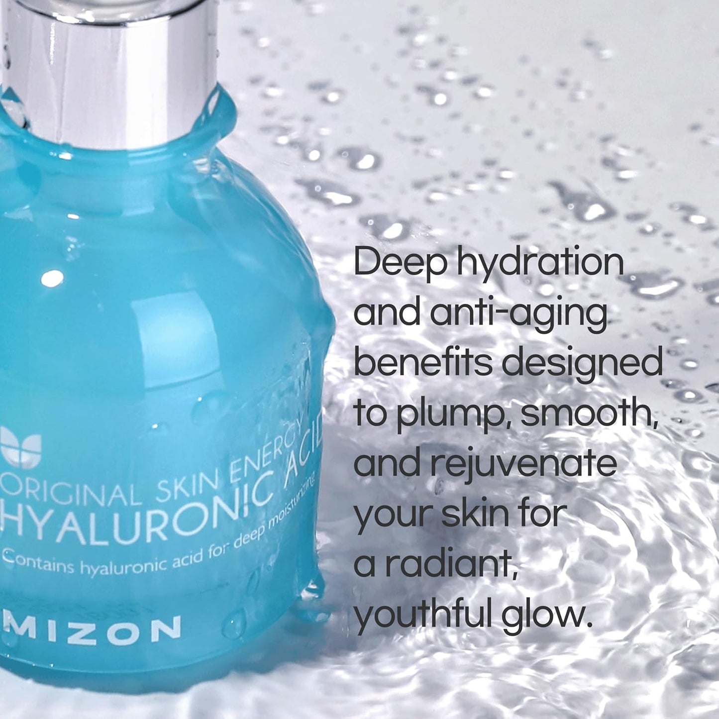 MIZON Hyaluronic Acid 100 Serum – Pure Hyaluronic Acid for Deep Hydration, Plumping & Skin Barrier Support – Lightweight K-Beauty Ampoule for Glass Skin Glow (1.01 fl. oz)